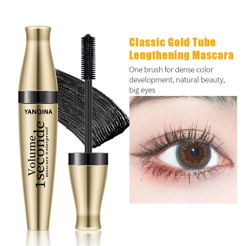 3d Waterdichte Curling Mascara Vloeibare Vezel Zwarte Wimpers Borstel Langdurige Natuurlijke Oogmake-Up Verlenging Vaste Vorm