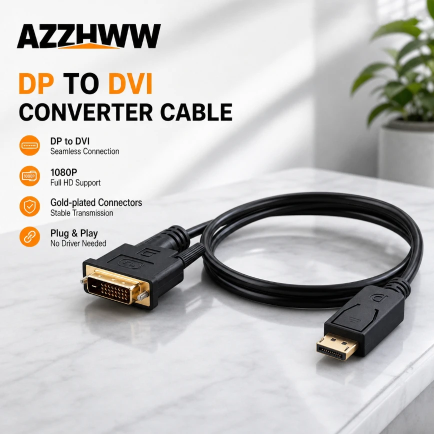 DP To DVI Cable DisplayPort DP Source to DVI Single Link Video 1080p DisplayPort To DVI Cable for  Computer Laptop TV Monitor
