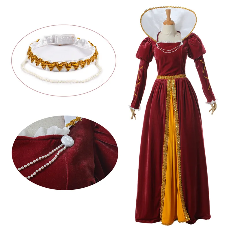 

Victoria Ball Gown Medieval Renaissance Queen Costume Vintage Gothic Dress For Halloween Carnival Party