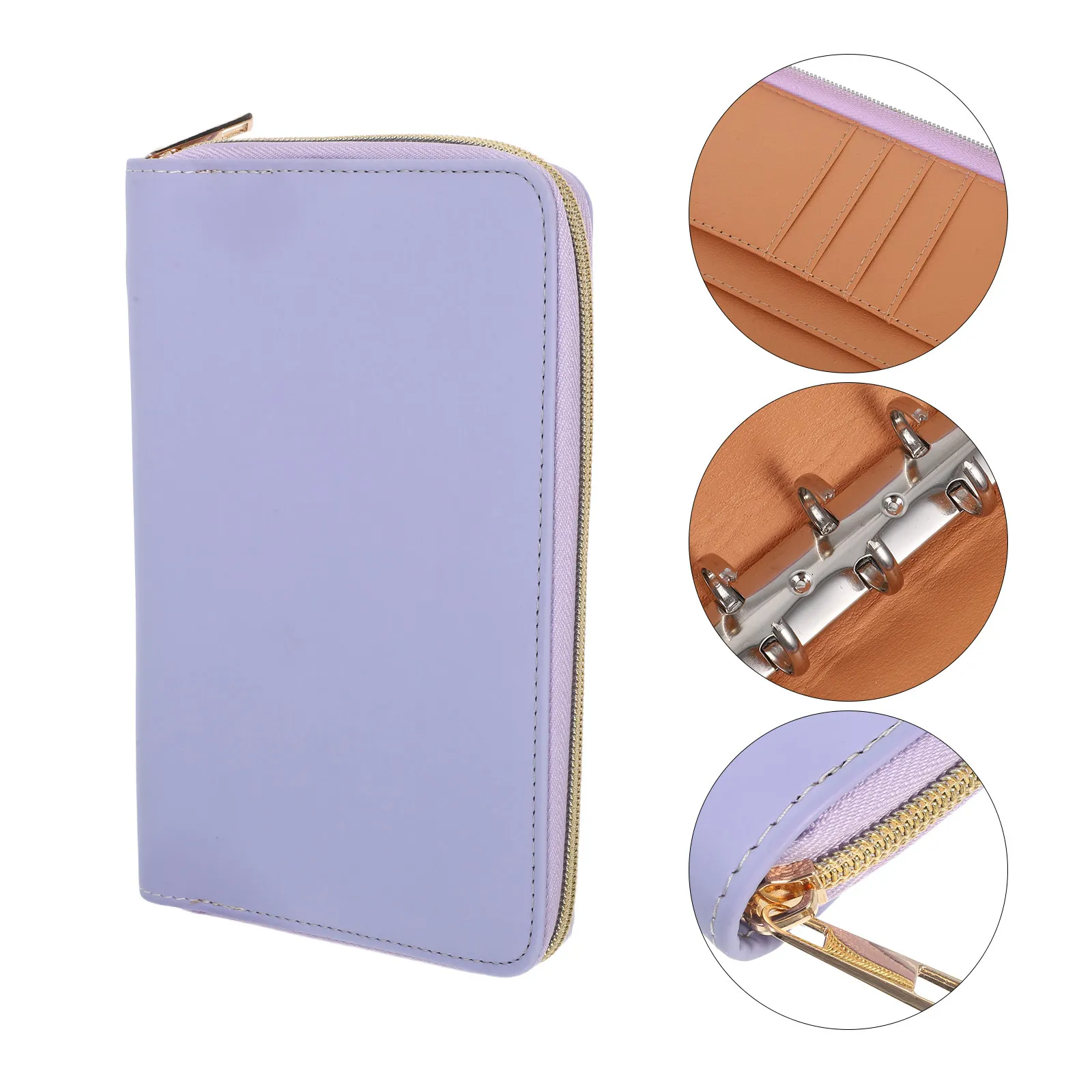 

A6 Zipper Binder for Budgeting Refillable Wallet Organizer with Card Slots Cash Pouches Document Pouches PU Budget