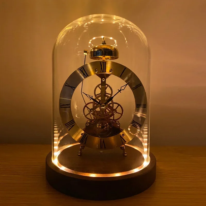 Mechanical Desk Clock Metal Wood Office Table Clock Tabletop Luxury Interior Clocks Aesthetic Bedroom Decoration Accessories view 4