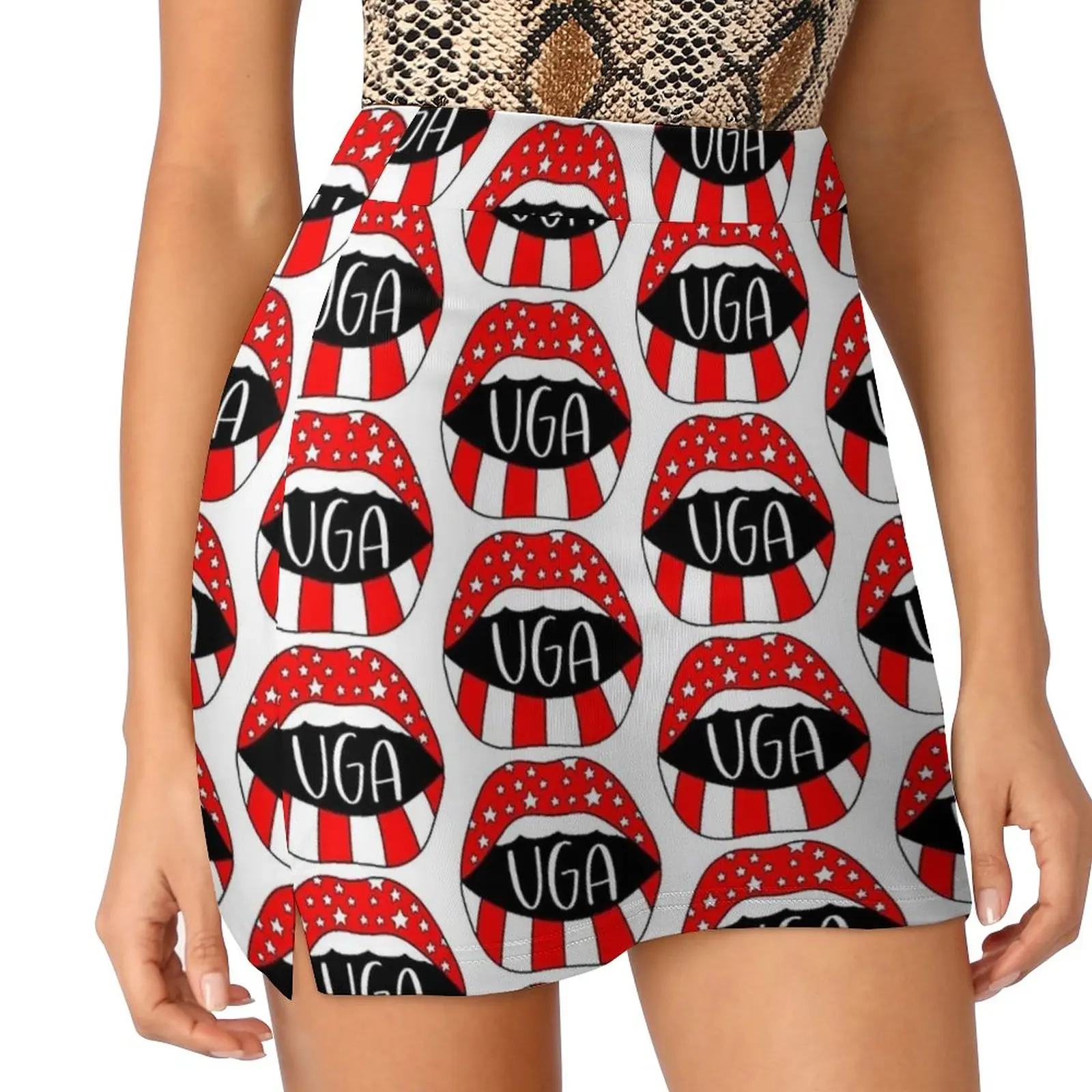 Uga Women's skirt Aesthetic skirts New Fashion Short Skirts Lips Mouth Dawgs Uga Smart Football Team Game Sanford Athens Georgia