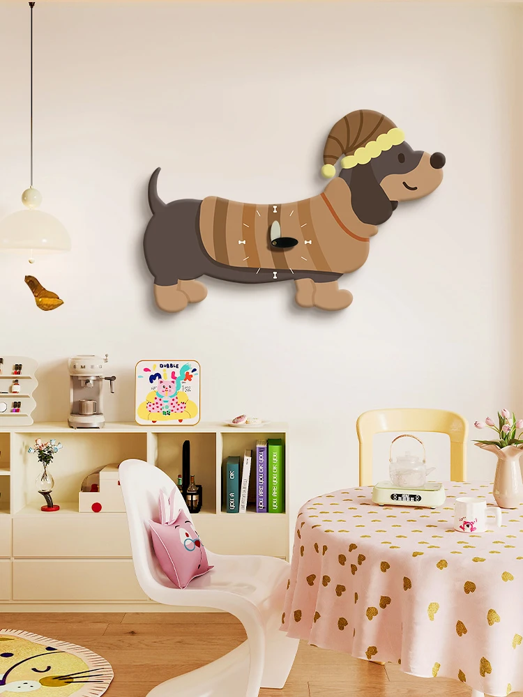 Dachshund puppy living room wall clock dopamine niche creative bedroom dining room clock wall new cute clock