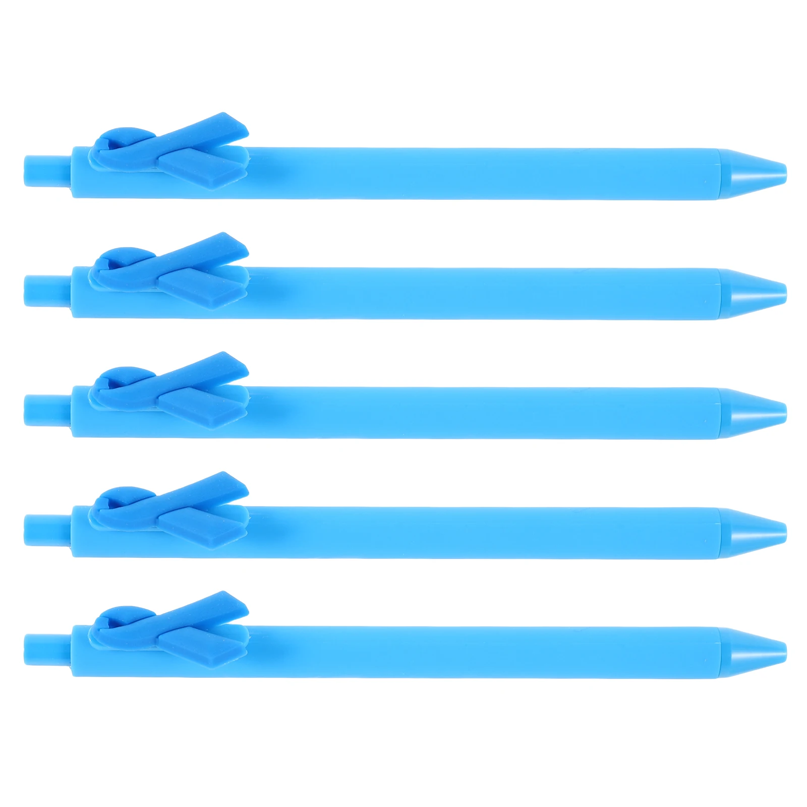 5 Pcs Ribbon Shaped Ballpoint Pens Comfortable Grip Smooth Writing Plastic Note Taking Student Gifts Bulk Office Supplies