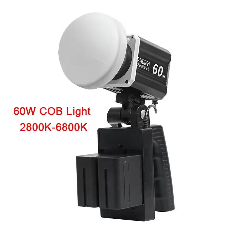 SHUNYI 60W COB LED Video Light 2800K-6800K Photography Light for Live Streaming outdoor Home Studio Comercial Photography Lamp