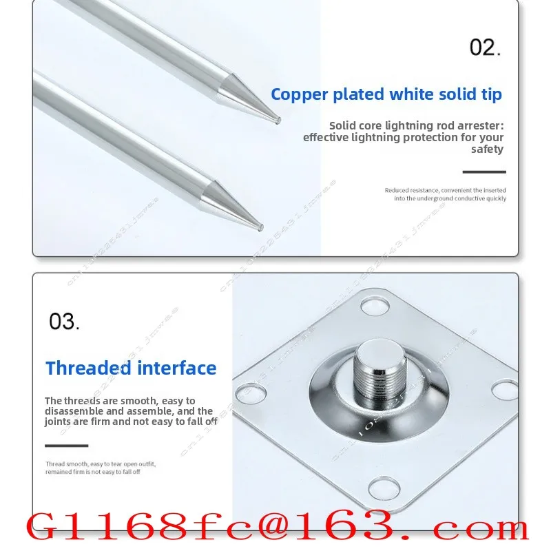 Lightning Rod All Copper Trident Project Roof Outdoor Lightning Arrester Household Single Pin Copper Lightning Arrester
