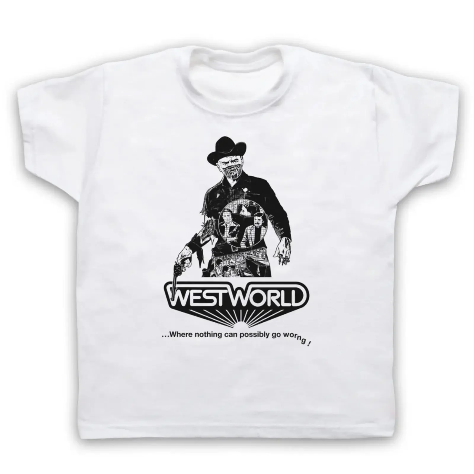 WESTWORLD WHERE NOTHING CAN GO WRONG SCI FI WESTERN KINDER T SHIRT vintage Washed Slightly Unisex Stretched Stylish Soft