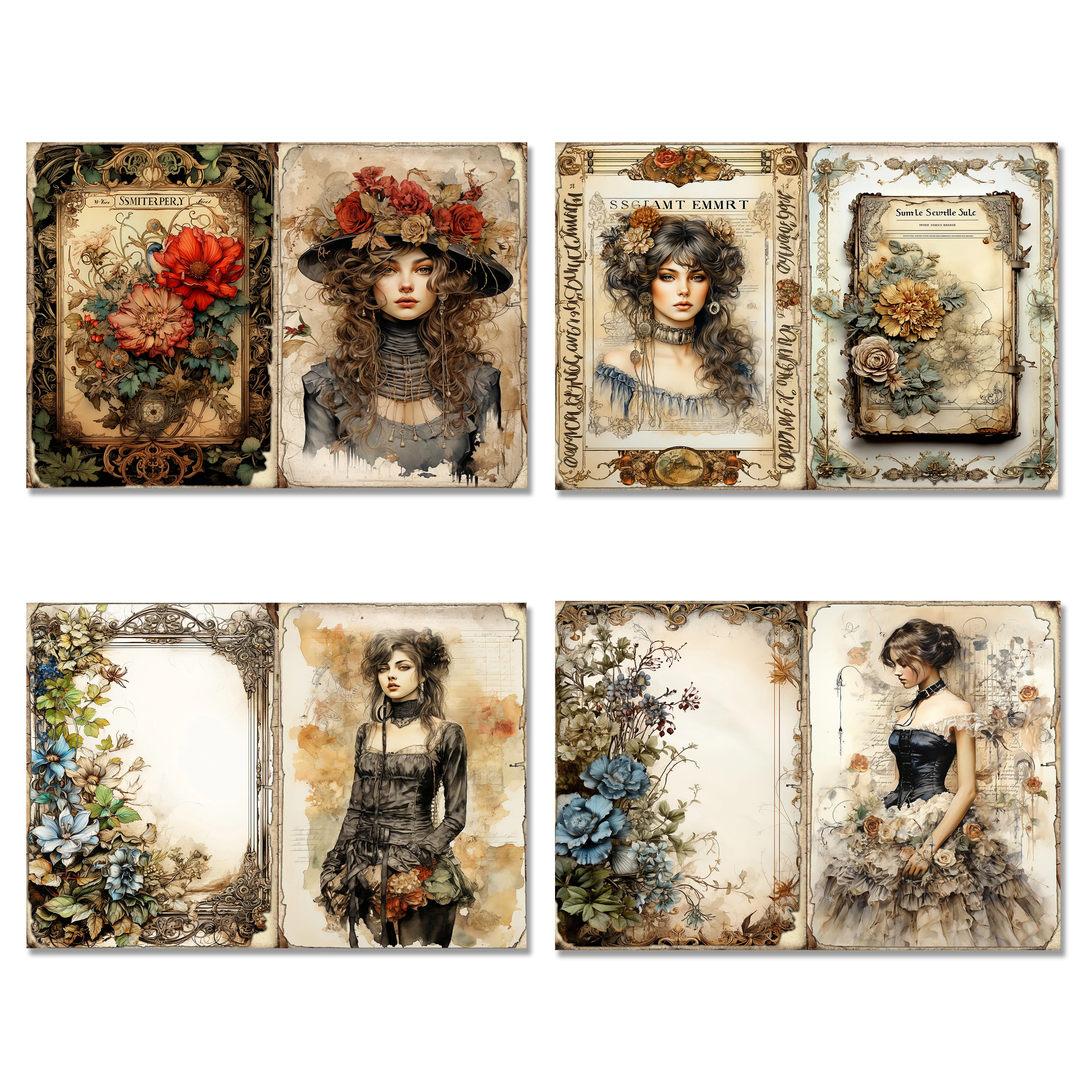 JAIIMAN 16sheets A5 Vintage Victorian Lady DIY Large Size Decoration Paper,Perfect for Journal Supplies,Scrapbook