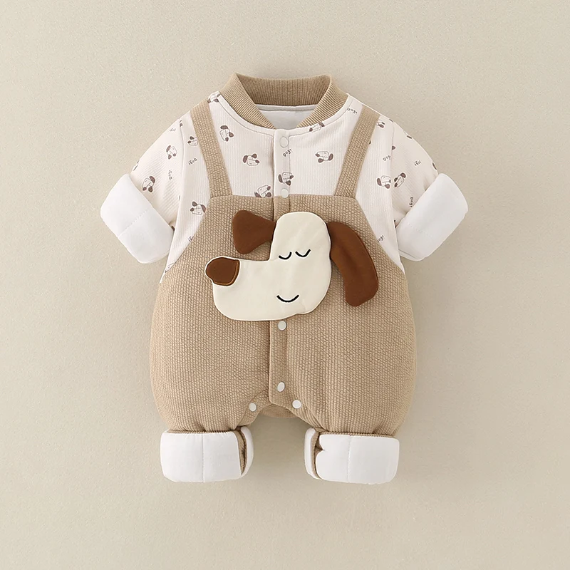 

Теплый хлопковый костюм Rer для малышей, осенне-зимний наряд, милая детская многослойная одежда для мальчиков, глубокая осенняя уличная одежда