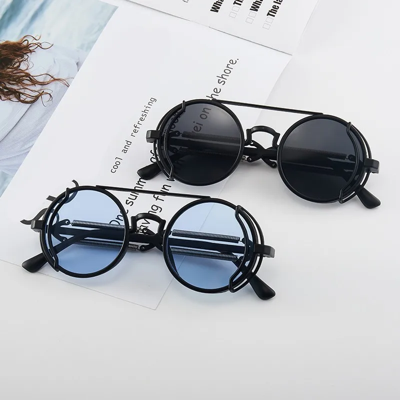 Luxury Metal Steampunk Sunglasses Men Women Fashion Round Glasses Brand Designer Vintage Sun Glasses High Quality Oculos de sol