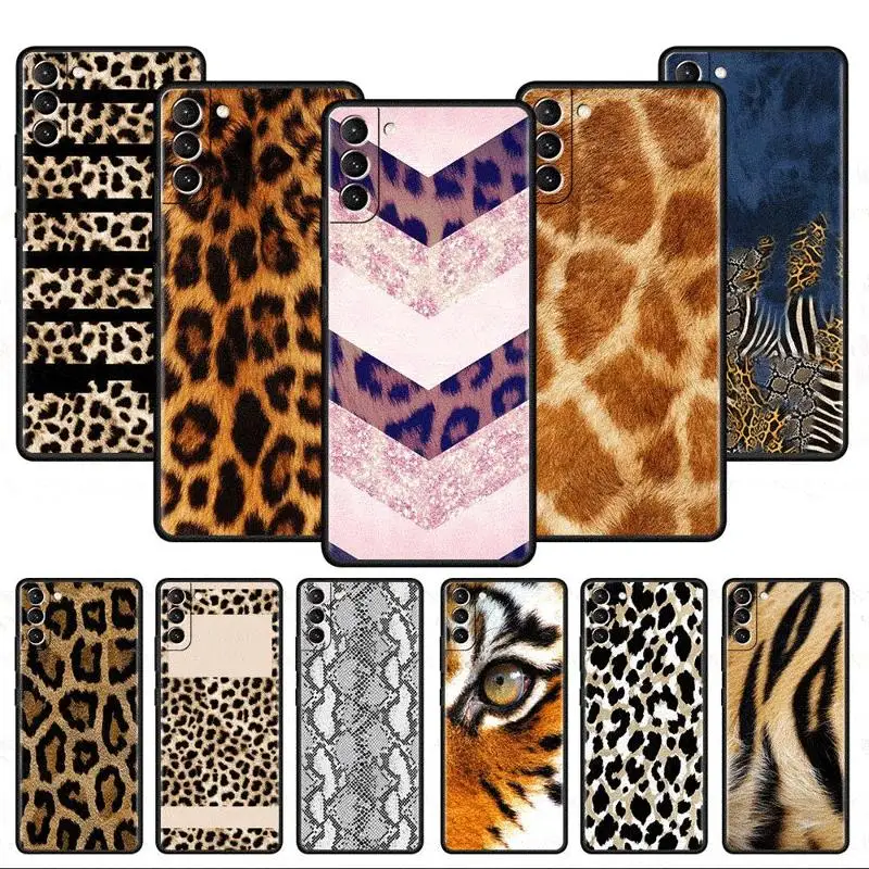 Tiger Leopard Print Fall für Samsung Galaxy S24 S23 S22 Ultra S21 S20 Fe S10 plus Soft Phone Shell