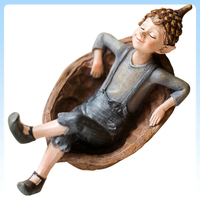 

Forest Elf Resin Statue Whimsical Cartoon Desk Decor Cottagecore Entryway Ornament Unique Fairy Tale Gift for Wine Cabinet Decor