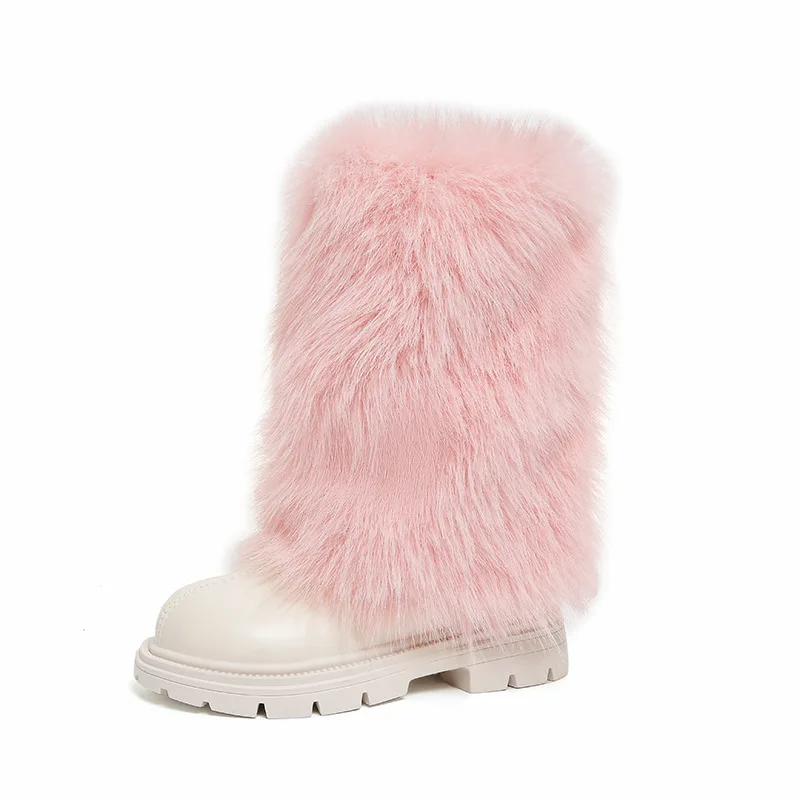 

Модные кожаные ботинки для девочек больших размеров, зима 2025, новые детские высокие ботинки на меху, простые универсальные зимние сапоги для девочек, Zapatos De Mujer