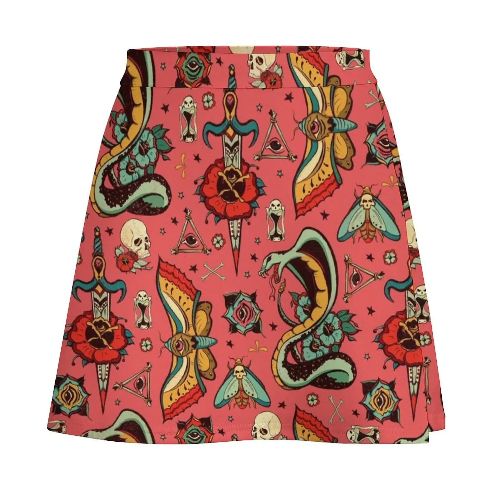 Pink Flash Tattoo Pattern Mini Skirt Clothes for summer Summer skirt