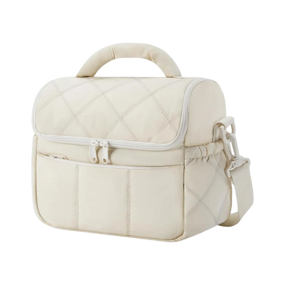 معزول المحمولة حقيبة الغداء Crossbody للنساء السيدات منتفخ مبطن حقيبة الغداء قابلة لإعادة الاستخدام الغذاء الحراري للعمل نزهة السفر