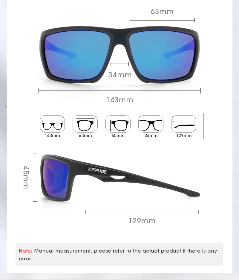 Kapvoe Polarisierte Sonnenbrille, Modische Outdoor-Sportbrille, UV400-Schutz, Camping- und Angelbrille, Wander- und Laufbrille für Männer, Radfahrbrille – Detail 18