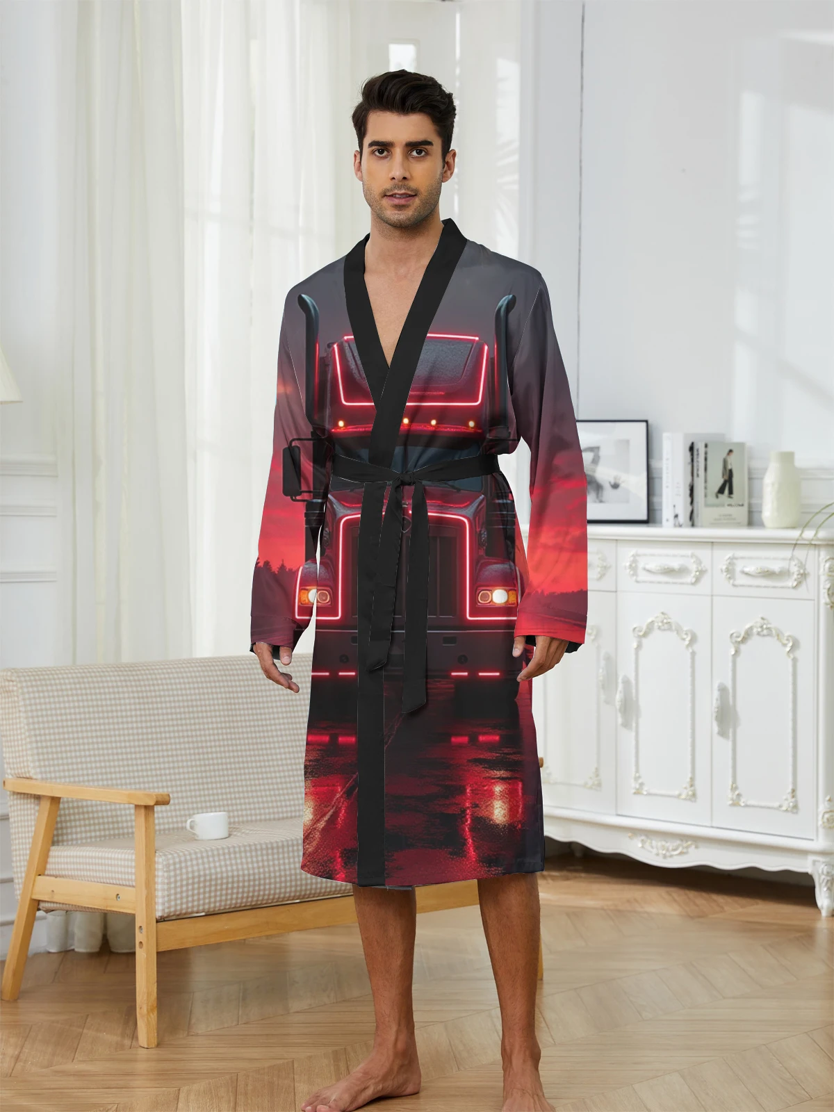 1pcs Men's Robes 2026 Spring/Summer robe Sleepwear dressing gown Graphic Breathable Funny pajamas Bathrobe man 3D Printed