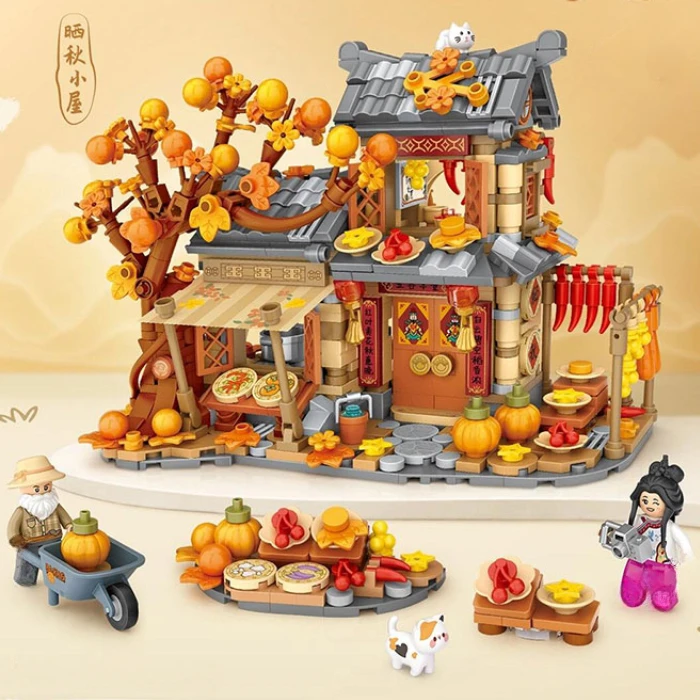 

Autumn Cottage Small Particle Building Blocks Educational Toys Assembled House Street View Model Ornaments Birthday Gift