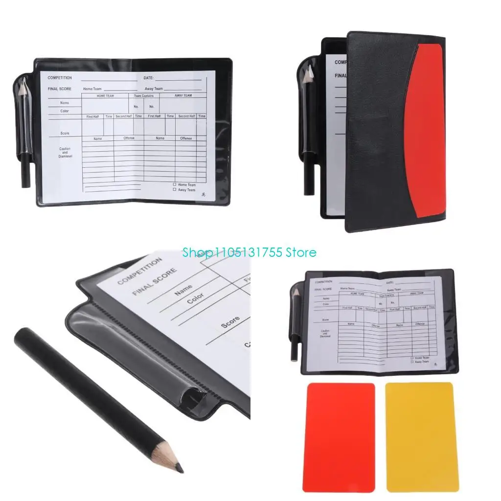 

K0EF New Sport Football Soccer Referee Wallet Notebook with Red Card and Yellow Card