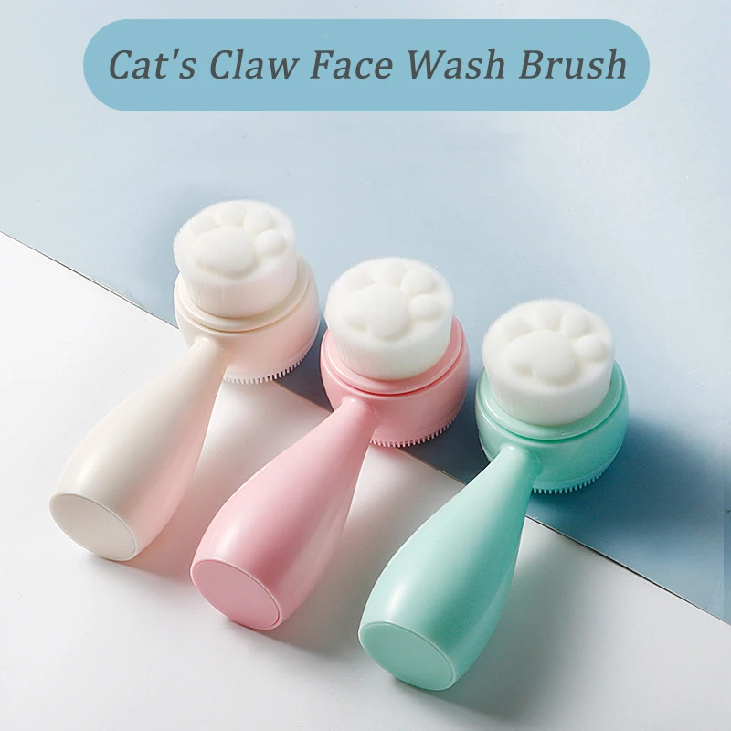 3Dダブルシリコンフェイシャルクレンジングブラシ,ソフトディープクリーニング,角質除去,にきび除去,クリーニングブラシ,美容スキンケアツール,新品