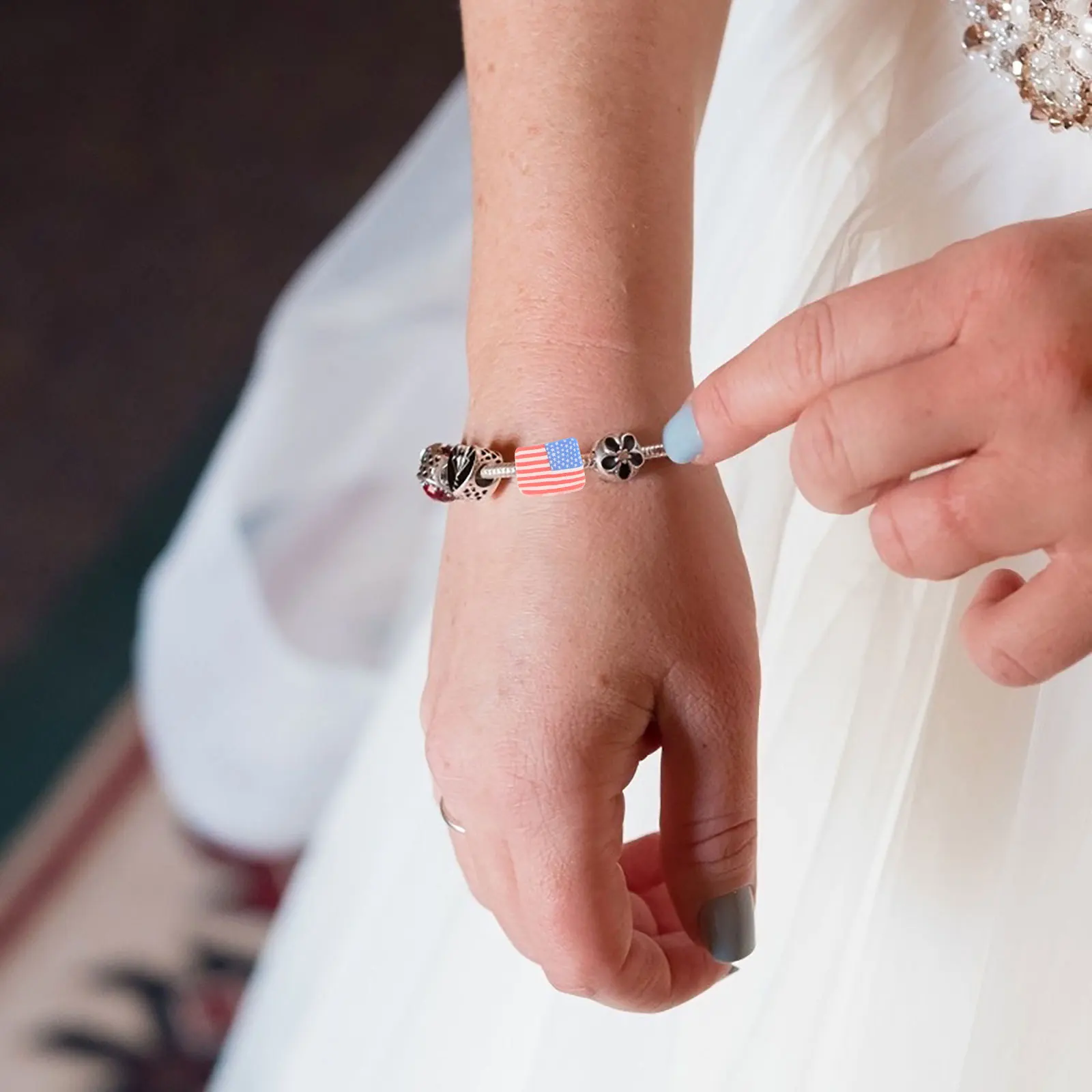 100 قطعة شريحة العلم فضفاضة الوطنية بوليمر كلاي ساحة خزر عازل DIY بها بنفسك مجوهرات سوار قلادة صنع العلم الأمريكي الحرفية #2