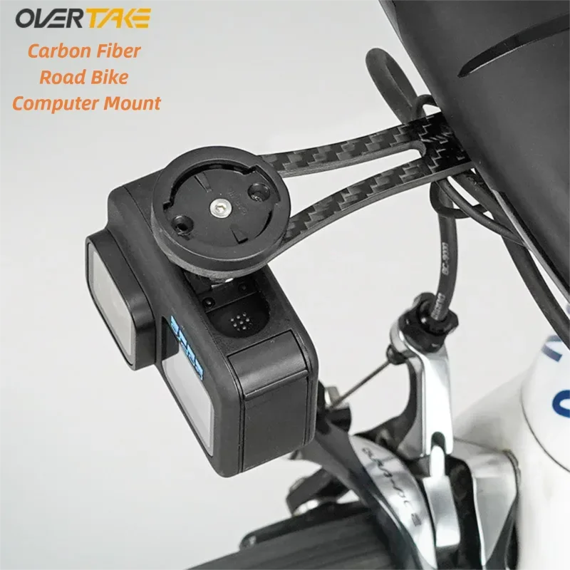 OVERTAKE Computer Mount Carbon Fiber Road Bike Integrated Handlebar For Garmin/Wahoo/Bryton Lights&Camera Bicycle Accessories