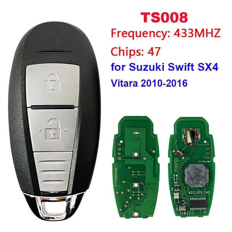 

CN048015 2 Button TS008 Remote Key for Suzuki Swift SX4 Vitara 2010-2016 Smart Key Fob with 433MHz PCF7953 ID47 Chip