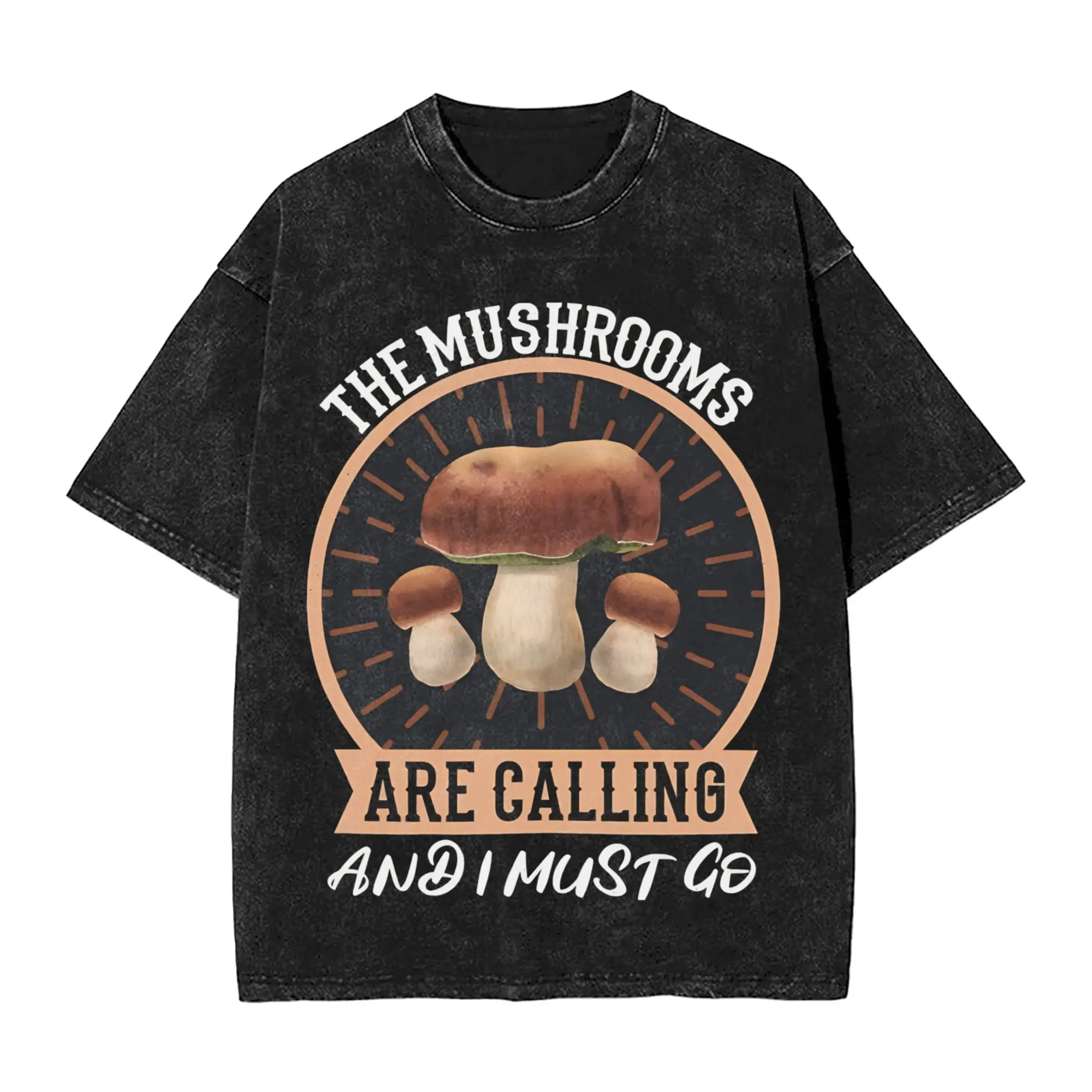 Mushrooms Are Calling Outfit Washed T Shirt for Men Women Streetwear Hip Hop T-Shirt Printed  Tee Shirt 100% Cotton