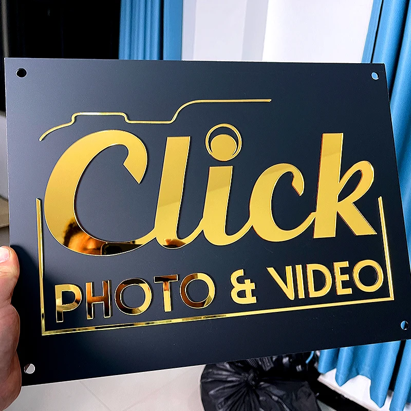 Customized Personalization Golden Logo Perspex Business Sign Billboard Office Doorplate