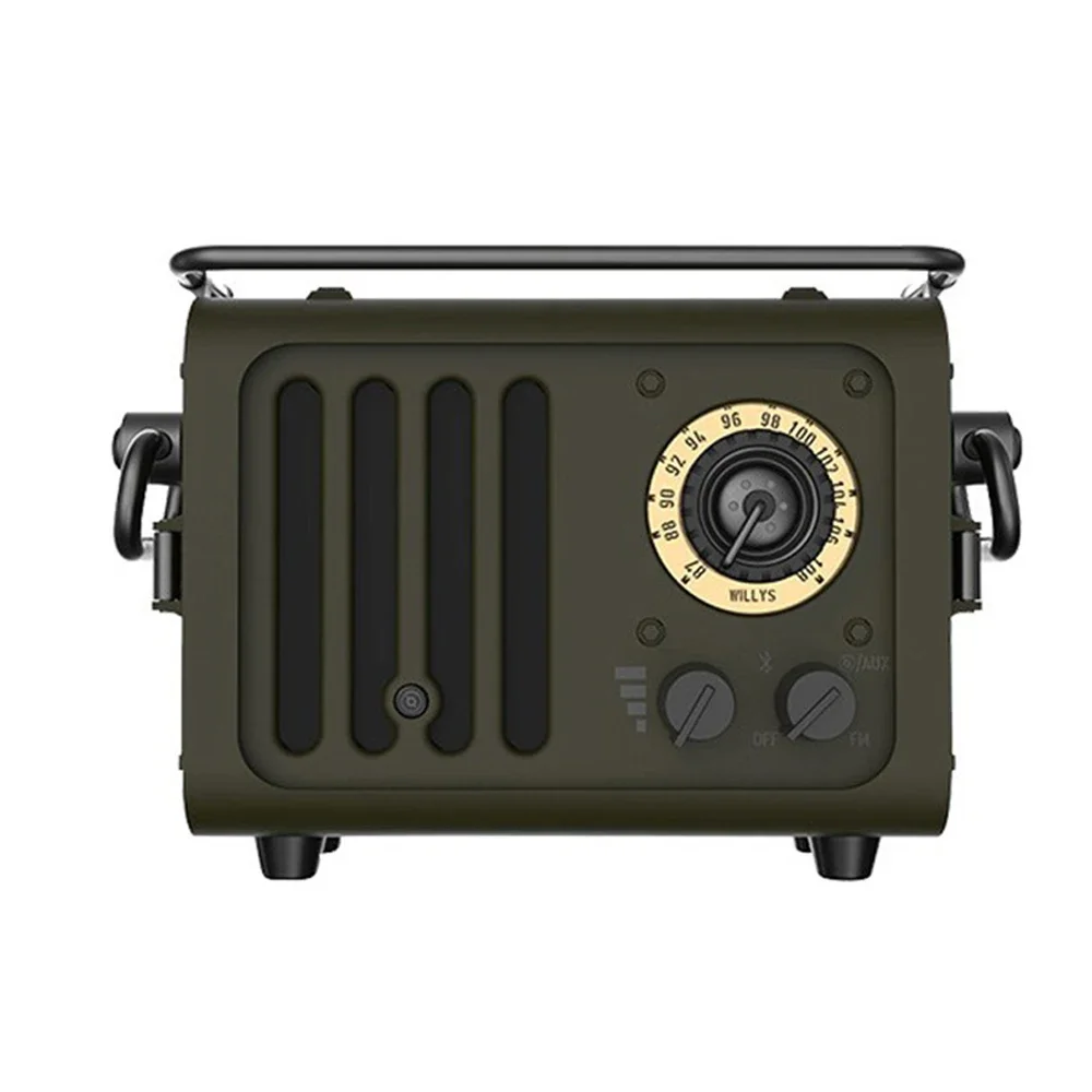 Portable Speaker Metal Bluetooth Wireless Wild Jeep Style Radiooo Wd101gn Retro Fm Radio for Outdoor Creative Camping Gift