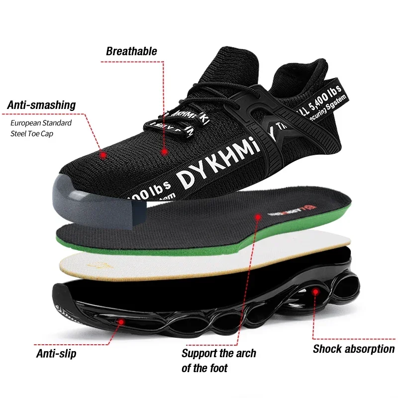 LARNMERN Steel Toe Safety Shoes for Women Non Slip Work Shoes Lightweight Breathable Work Sneakers