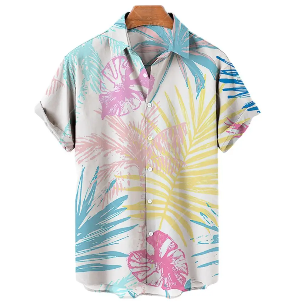 

2024 Arrival Men's Shirts Men Hawaiian Camicias Casual One Button Wild Shirts 3D Printed Short-sleeve Beach Blouses Tops 5XL