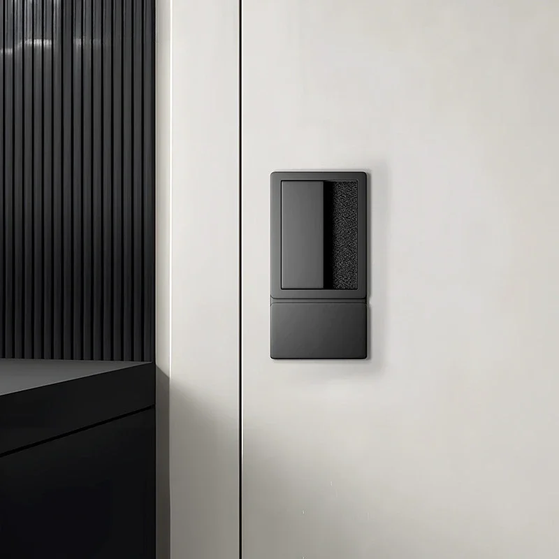 Minimalist Flat Lock Hidden Embedded Single Tongue Magnetic Door Lock Indoor Bedroom Room Hidden Key Black Door Handle