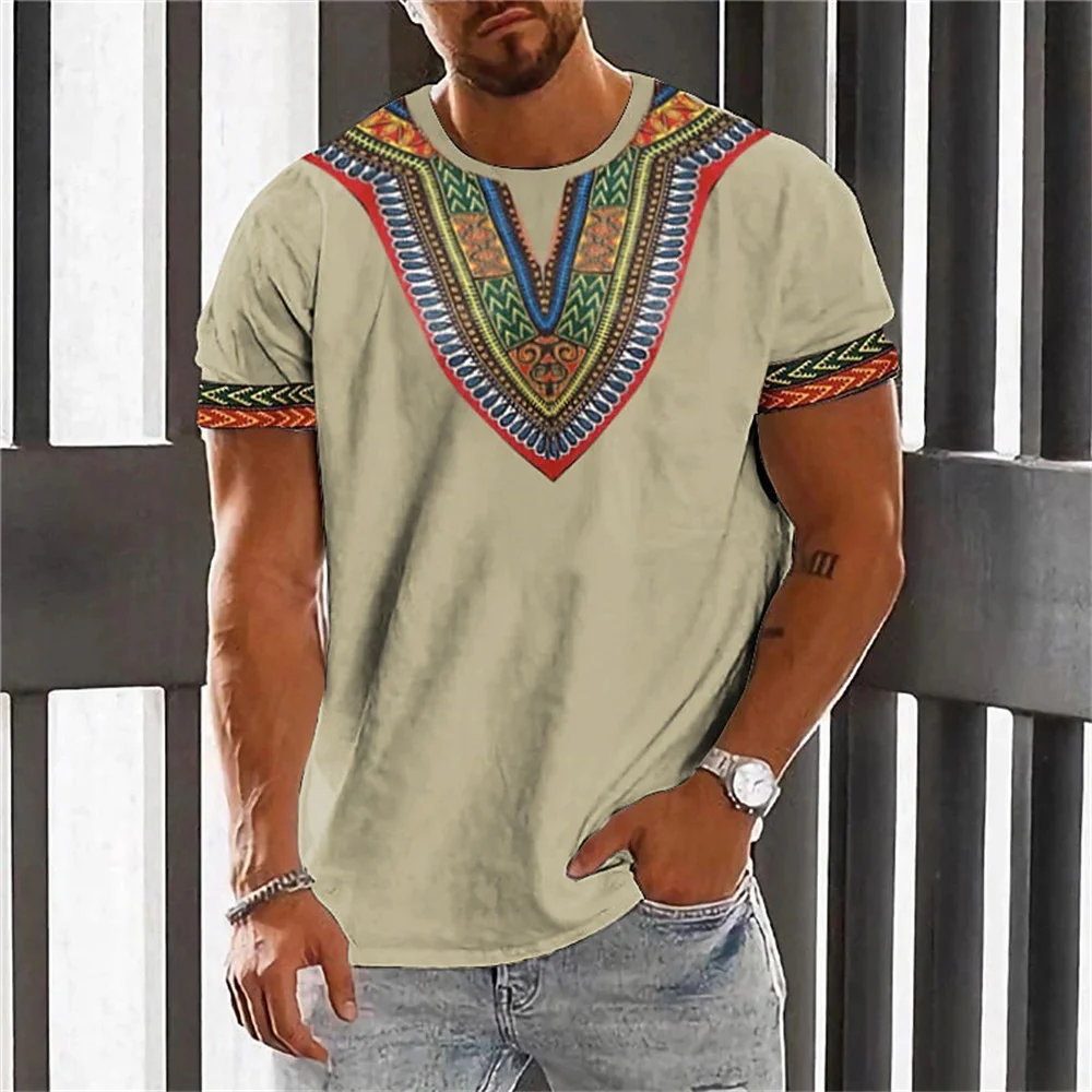 African Clothes For Men Dashiki T Shirt Traditional Wear Clothing Short Sleeve Casual Retro Streetwear Vintage Ethnic Style