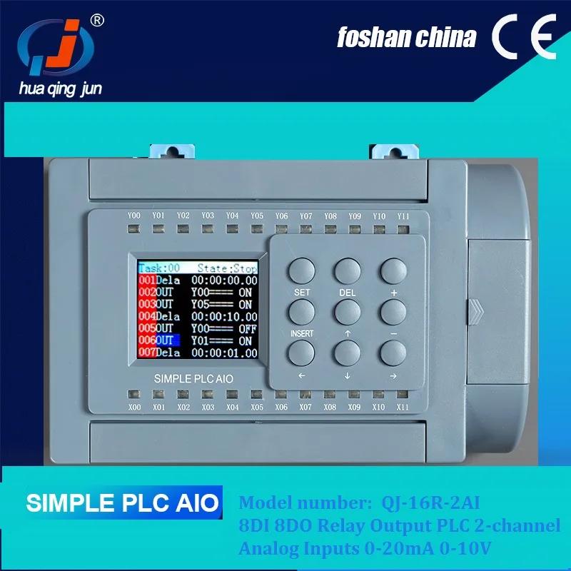 

Huaqingjun 8IO релейный выход ПЛК 2-канальные аналоговые входы 0-20 мА 0-10 В QJ-16R-2AI ПЛК для системы сигнализации