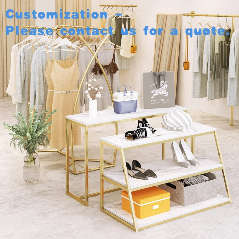 custom.Handbag and Shoe Retail Store Display Furniture Design Decoration 3 Layers Shoe Display Shelves Shiny Shoe Display R