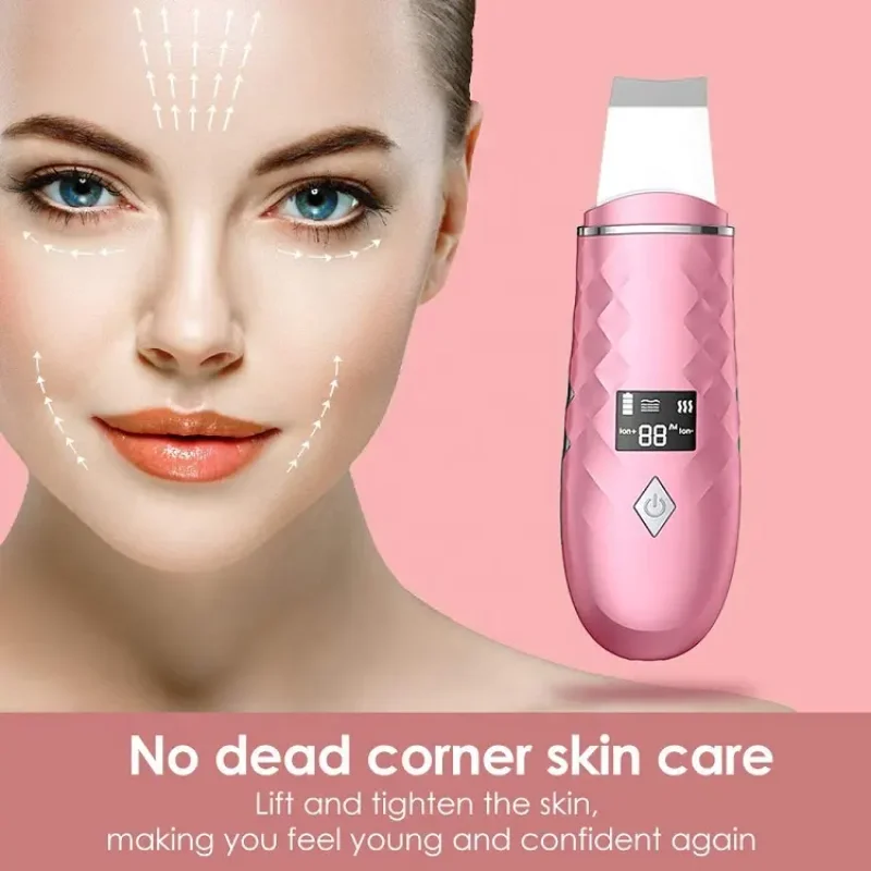 Elétrica LCD cravo pá, Poros limpador, Facial Ultrasonic Deep Cleansing Instrument, Skin Scrubber