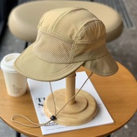 Japanese Quick-drying Outdoor Camping Double Brim Neck Protection Bucket Hat Men and Women Summer Mesh Breathable Sun Cap Gorras