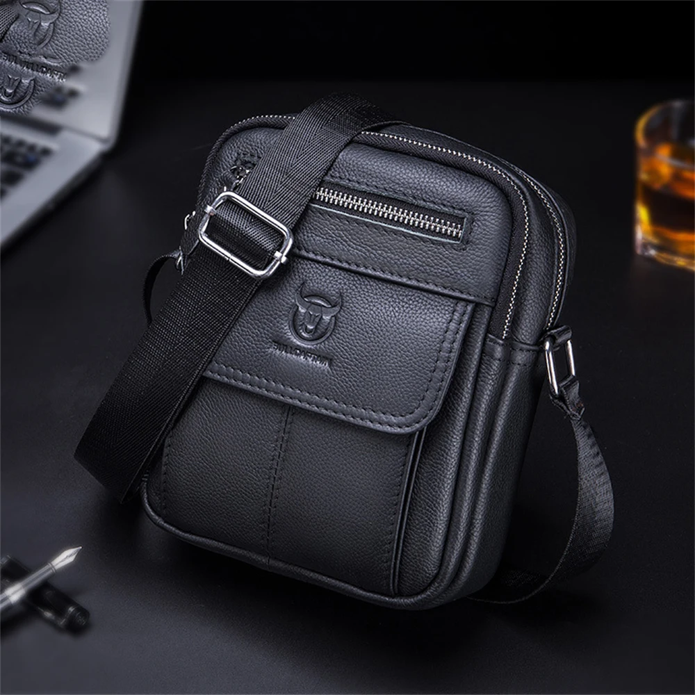 Men\'s Leather Shoulder Bag Vertical Student Messenger Bag Leather Parcel