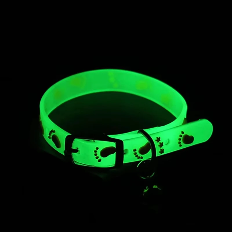 Leuchtende Katzenhalskette, Glühendes Halsband für Kleine Hunde und Katzen, Anti-Verlust Fluoreszierendes Silikon-Katzenhalsband mit Glocke, Haustier-Katzenzubehör