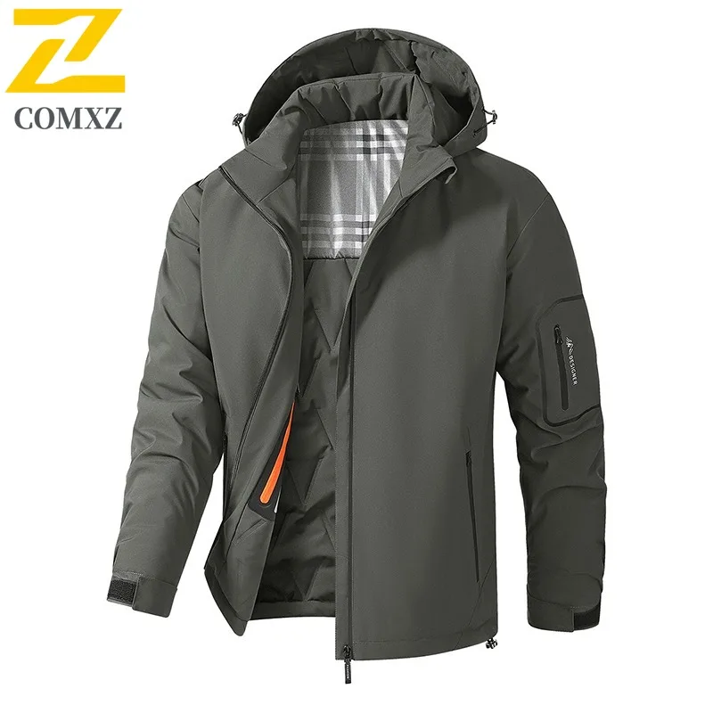 

COMXZ Winter Cotton Coat Men Plus Size Loose Fit Casual Hooded Sports Jacket Graphene Thermal Outerwear Streetwear Fashion