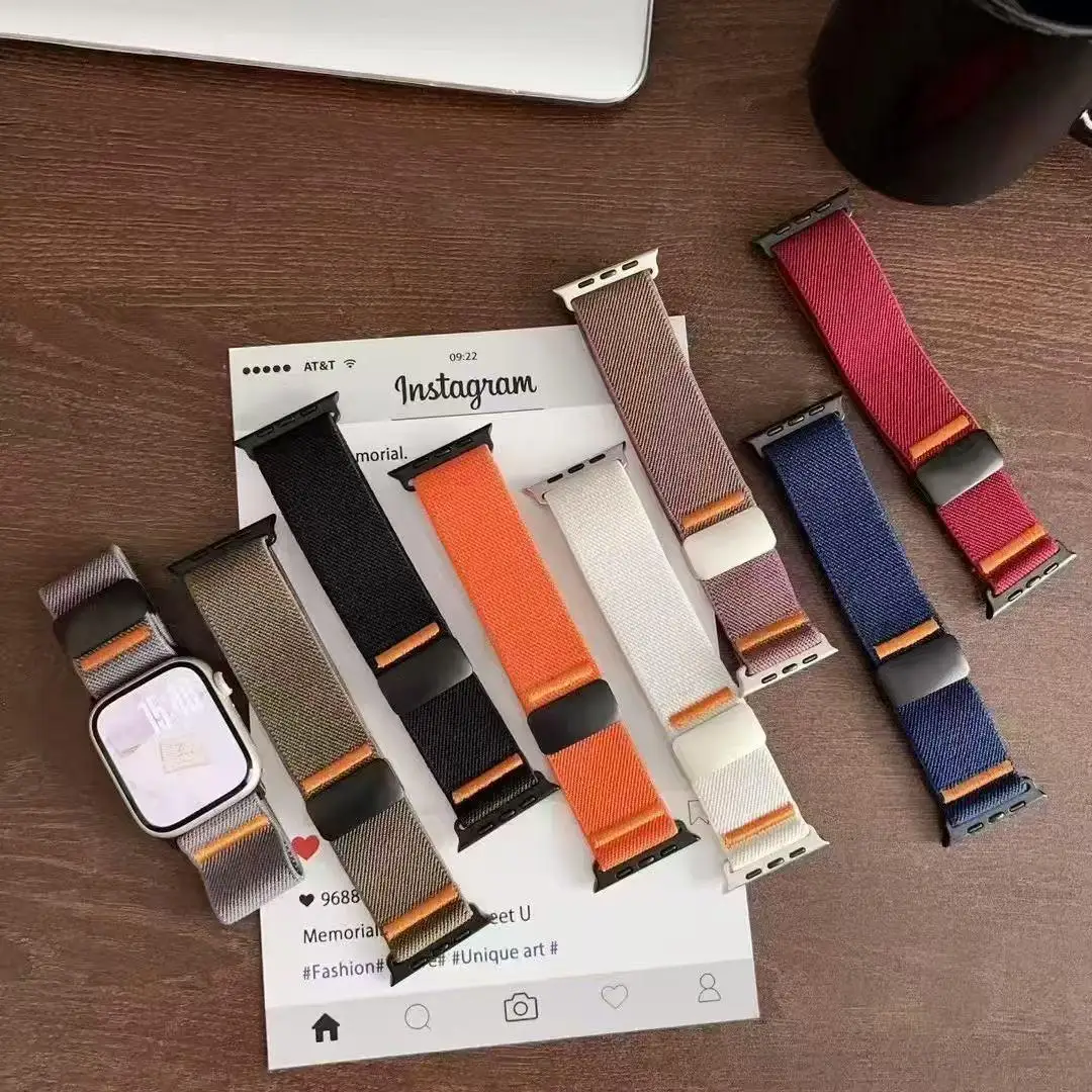 Магнитный нейлоновый ремешок для Apple Watch ultra 3 49 мм 44 мм 46 мм 45 мм 42 мм 41 мм 40 мм iWatch Series 11 10 9 8 7 6 SE 3 5 4 2 ремешок