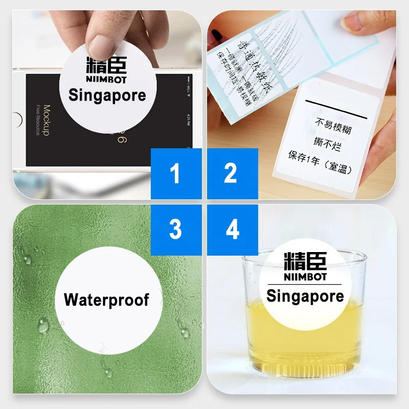 10 롤 Niimbot B1 B21 B3S B31 B203 열전사 라벨 테이프 40x30mm 40x60mm 50x30mm 60x40mm 40x20mm 방수 소매…