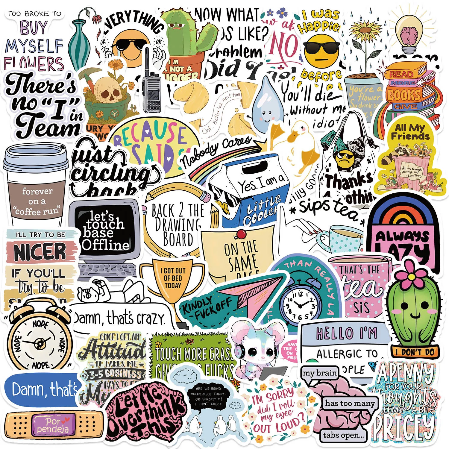 50pcs Sarcastic Irony Cartoon Graffiti Stickers DIY Phone Laptop Notebook Suitcase Waterproof Sticker Kids Toy Gifts