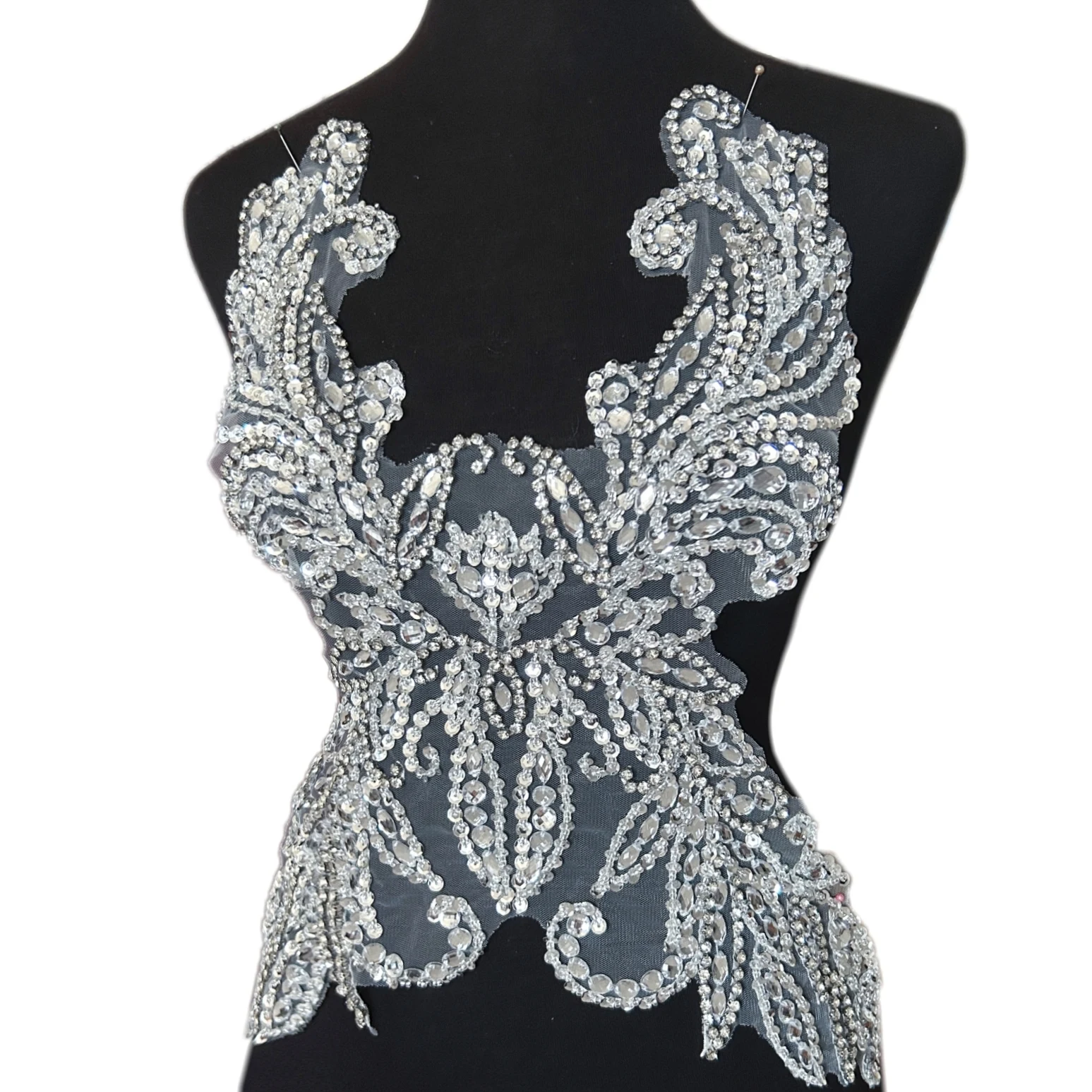 Шитье своими руками, пришить серебристо-белые стразы, костюмы, аппликации и нашивки для свадебного вечернего платья, от кутюр, сделай сам