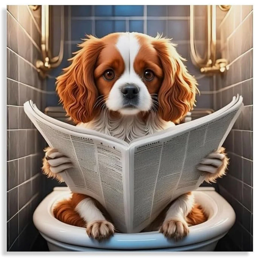 King Charles Spaniel Dog Diamond Mosaic pet DIY diamond Painting kit Full Square Round Embroidery Toilet and bathroom decoration