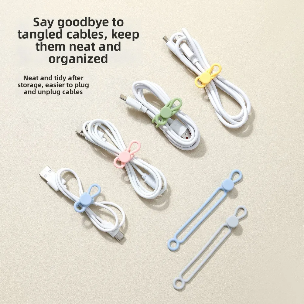 1 Pcs Portable Storage Case Silicone Cable Ties  Organizer Cable Straps Reusable Ties Travel Cute Elastic Tie Wire Ties Parts