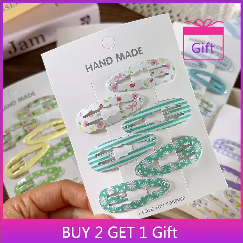 

Ins Floral Lace Hair Clips Girls 2025 Korean Summer New Check BB Claw Kids Bang Pins Sweet Non-Slip Hair Accessories