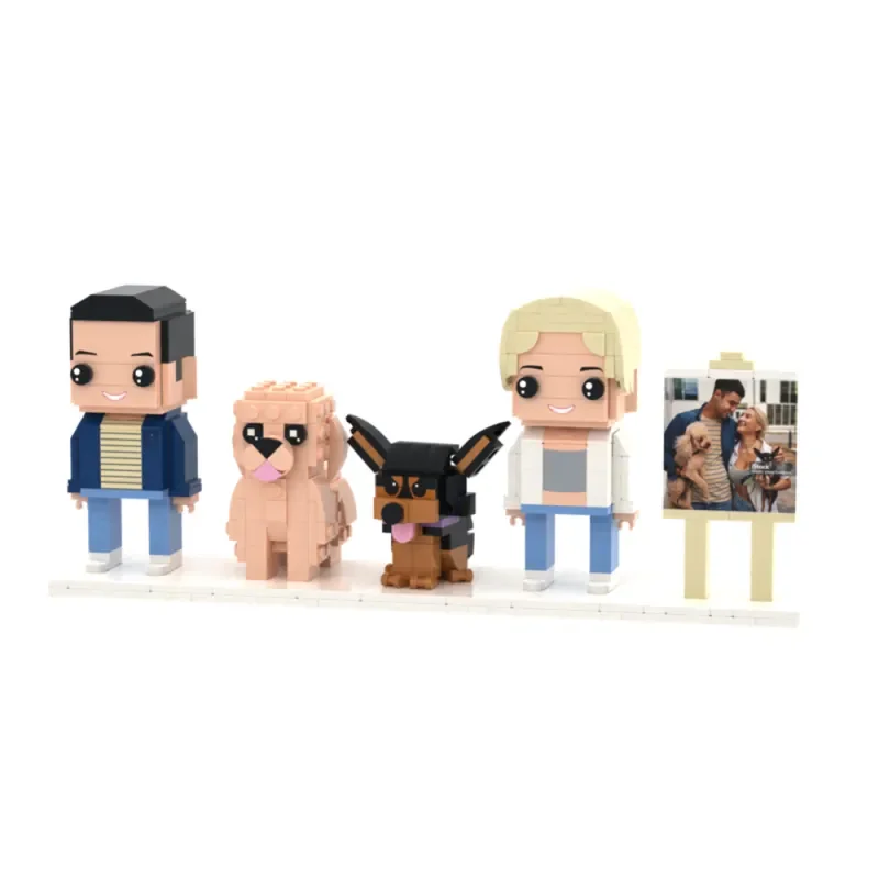 Figuras de tijolos de corpo inteiro personalizáveis – Blocos de construção personalizados para 2 pessoas com presente de animais de estimação para reconstituição de fotos de casal