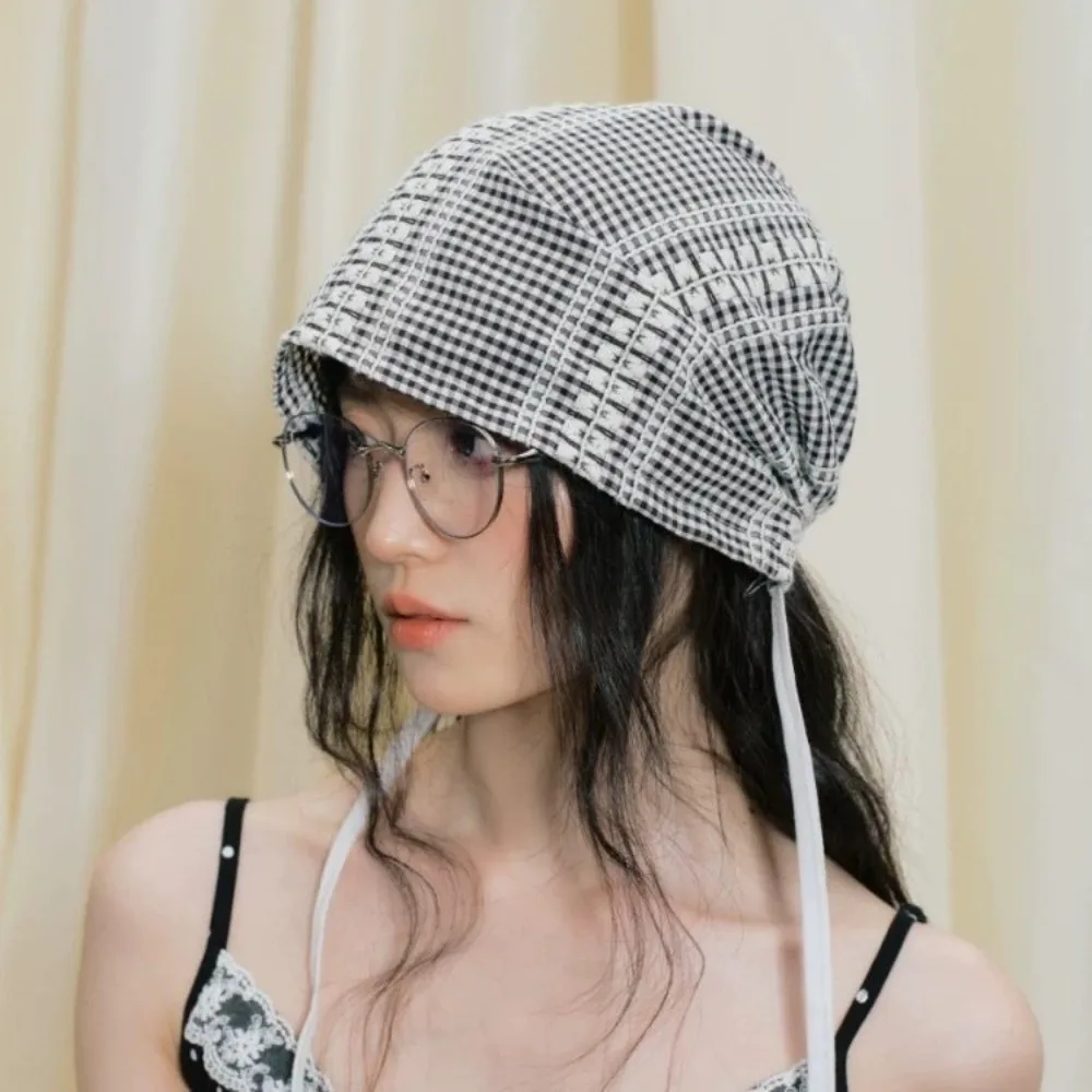 الموضة الأمريكية الحجاب قبعة منقوشة Y2k Strappy باندانا قبعة القفازات نمط الربيع الصيف قبعات صغيرة الشارع الشهير